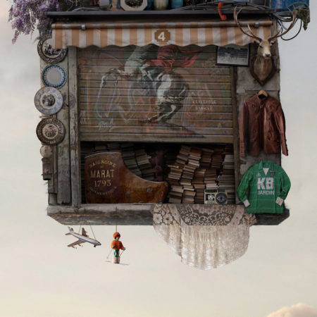 Flying house bricabrac by laurent chéhère